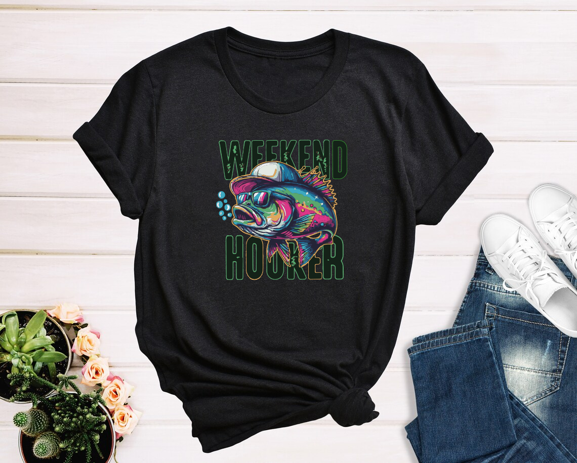 Weekend Hooker Shirt, Fishing T-shirt, Lake Vibes Shirt, Dad Fishing Shirt, Fishing Outfit, Bass Fish, Camping Shirt, Outdoor T Shirt