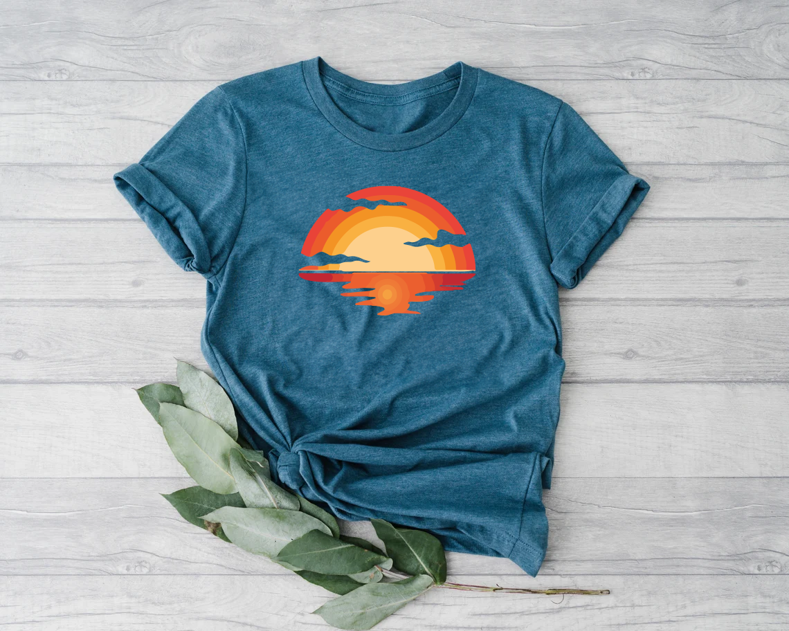 Retro Sunset Rays Wavy Shirt, Sunshine Shirt, Summer Time Shirt, Camping Shirt, Beach Shirt, Vintage Sunset Shirt, Nature Shirt