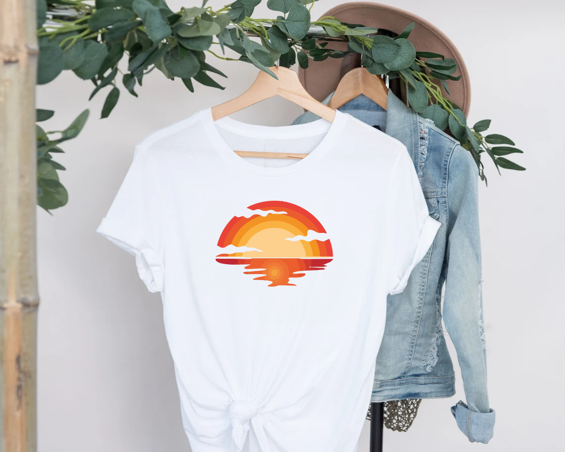 Retro Sunset Rays Wavy Shirt, Sunshine Shirt, Summer Time Shirt, Camping Shirt, Beach Shirt, Vintage Sunset Shirt, Nature Shirt