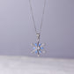 925 Sterling Silver Snowflake Necklace with Aquamarine Stone