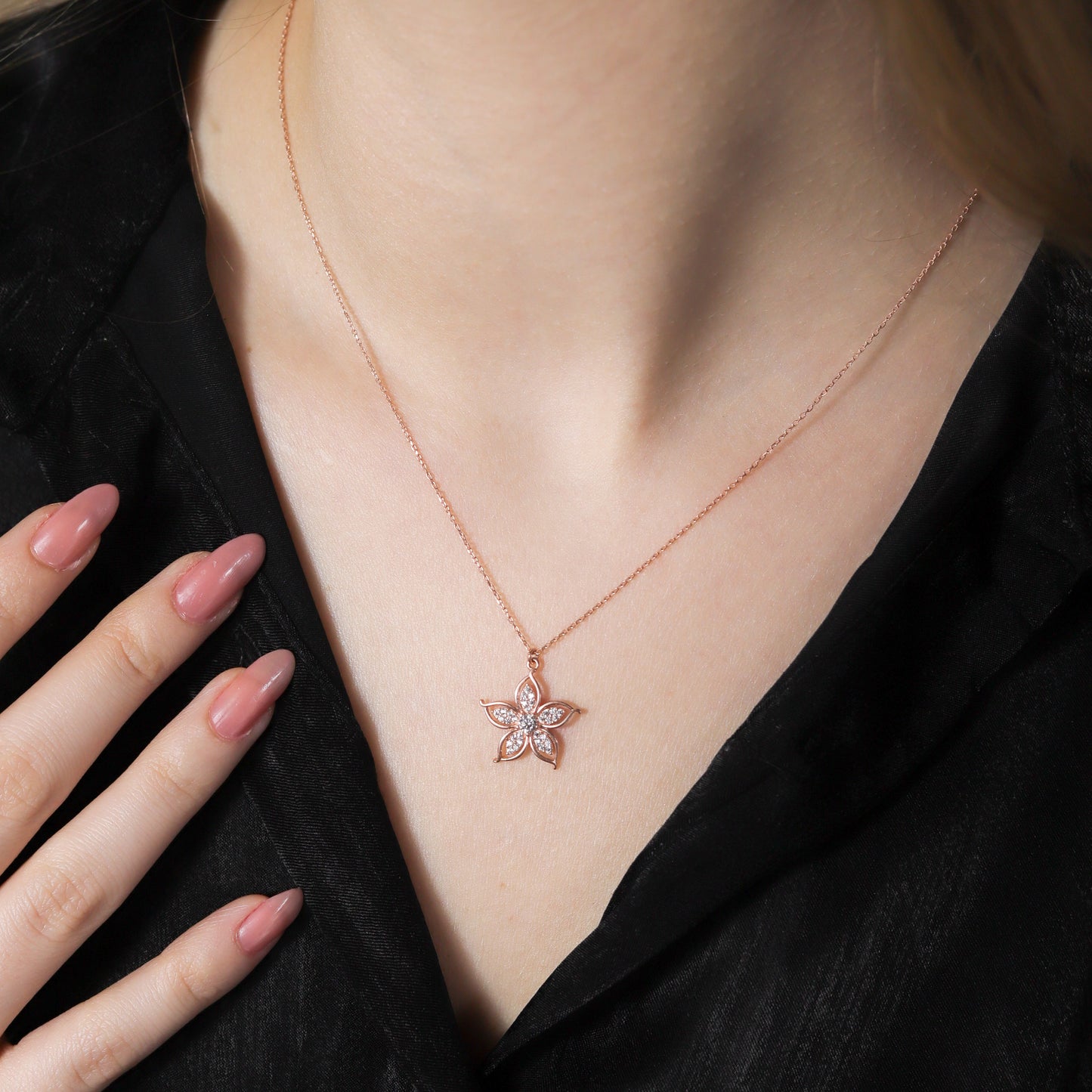 Star Necklace with 925 Sterling Silver Zircon Stone