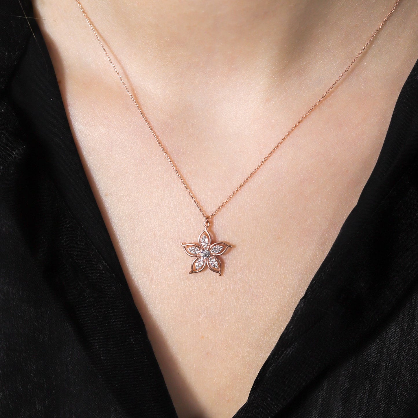 Star Necklace with 925 Sterling Silver Zircon Stone